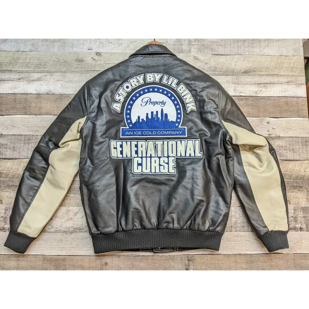 Ice Cold Records ICB Mens Jacket L Faux Leather Black Generational Curse, New